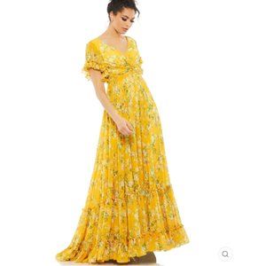 FLOUNCE SLEEVE FLORAL MAXI DRESS COLOR — Yellow Floral Size 2 New Without Tags